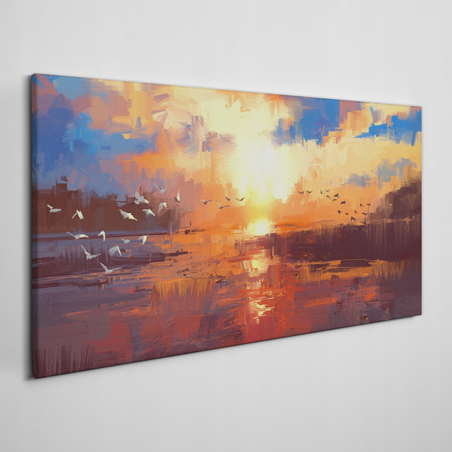

Obraz płótno Jezioro chmury zachód słońca 120x60