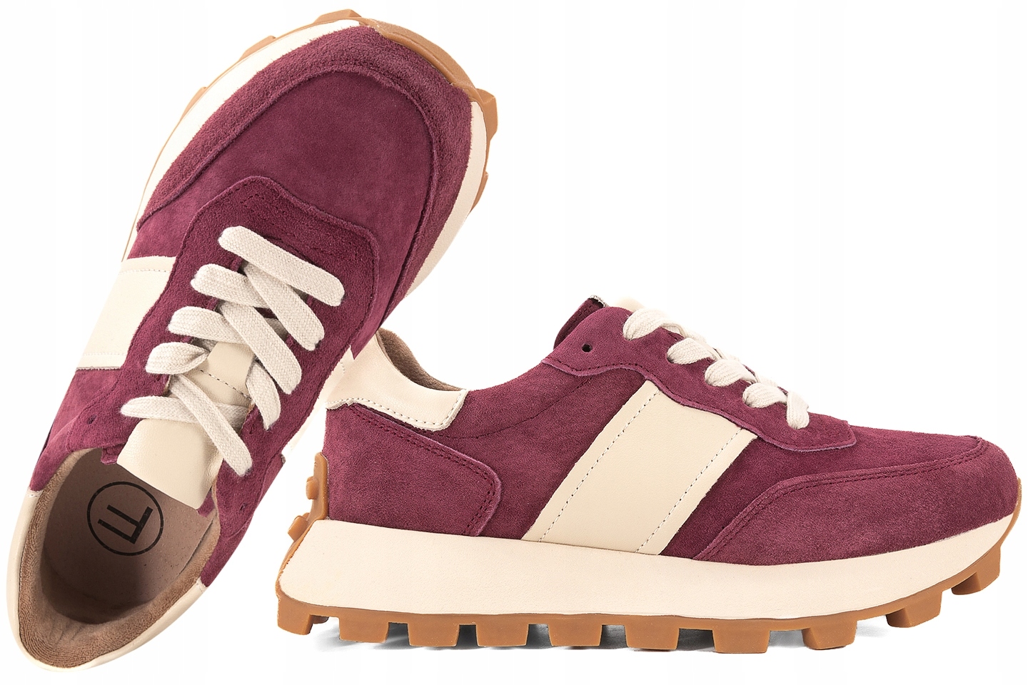 Filippo DP7112 Dámské Polobotky Tenisky Na Platformě Kožené, bordó 40