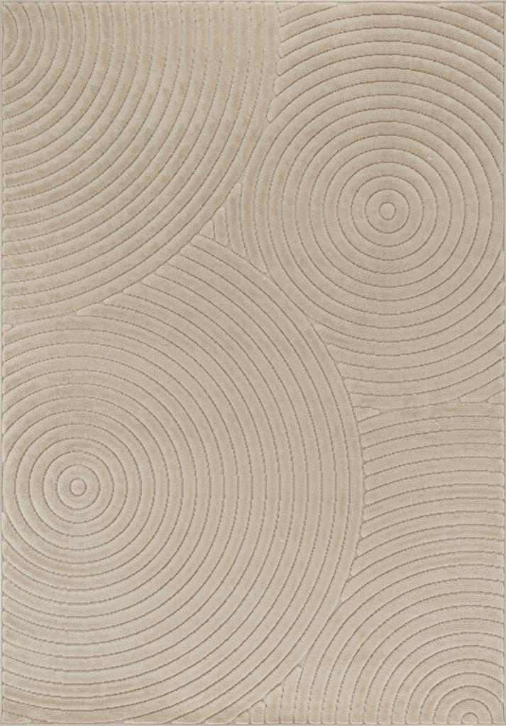 Koberec béžový do obývacího pokoje, moderní vyřezávaný vzor boho 120x160 cm