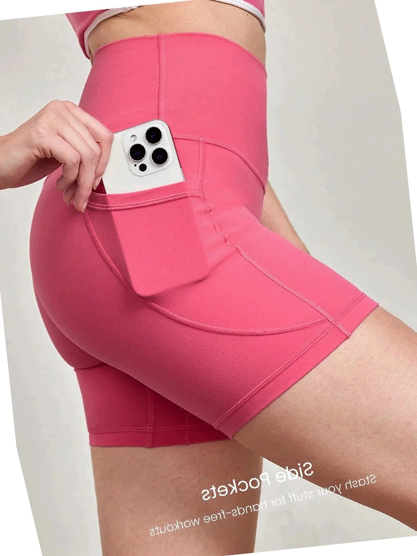 Legginsy Pudrowe Do Ćwiczeń Z Kieszenią Tactel Damskie Treningowe Kolarki S