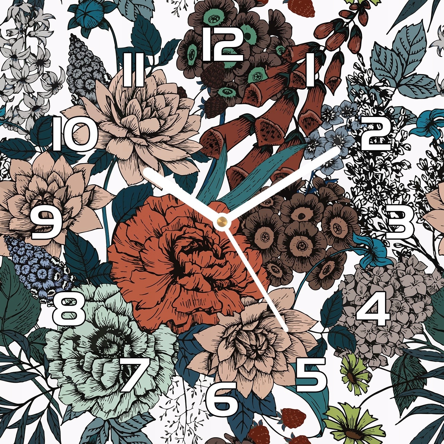 

Zegar szklany na ścianę Kwiaty w stylu retro 30x30