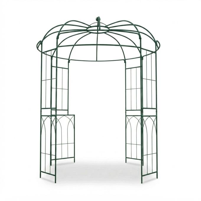 Růžový altán na květiny pergola Relaxdays, kov, 211 x 211 x 275 cm