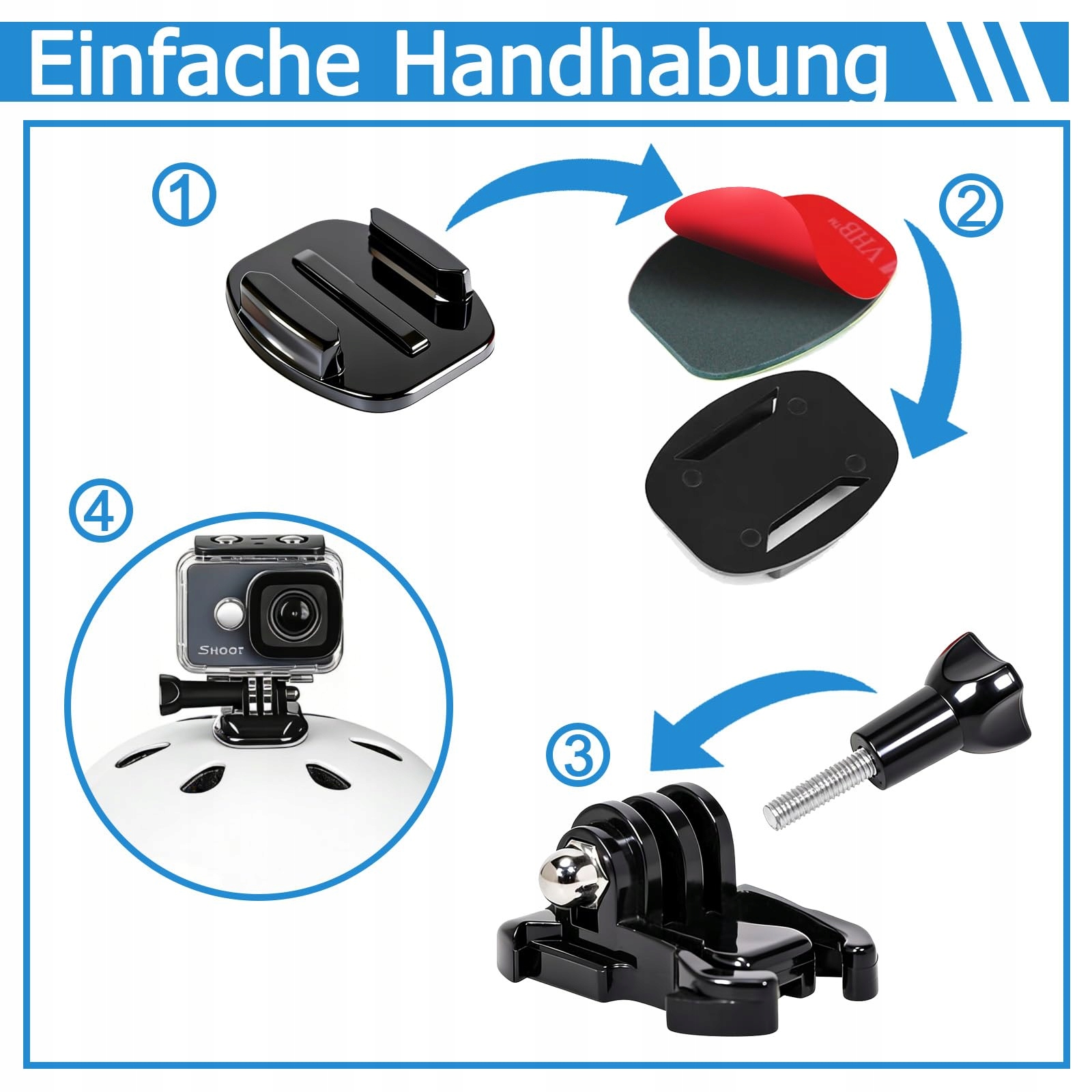 Zestaw 24 Uchwytów Samoprzylepnych Na Kask Do GoPro DJI Insta360 PDKKFF — miniatura 4