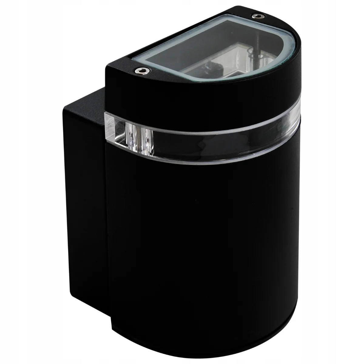 Venkovní nástěnné svítidlo s fasádním horním panelem, černé, půlkruhové, IP44 Polux