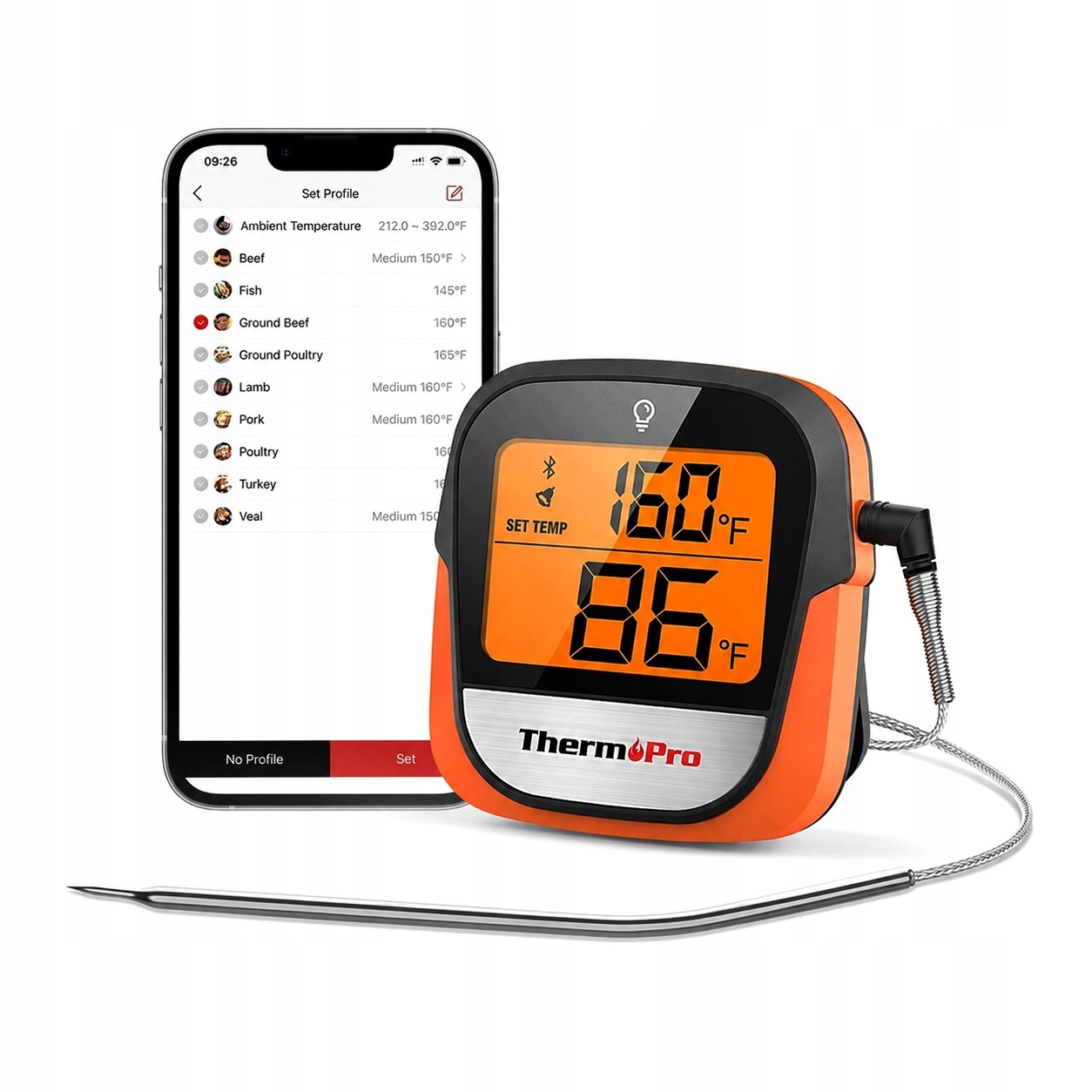 Termometr Kuchenny ThermoPro TP-901 Bluetooth 5.0 Sonda Alarm Aplikacja