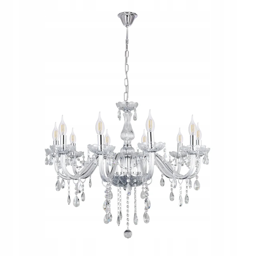 Svietnikový luster glamour s chrómovými kryštálikmi do obývačky 10ks Candellux