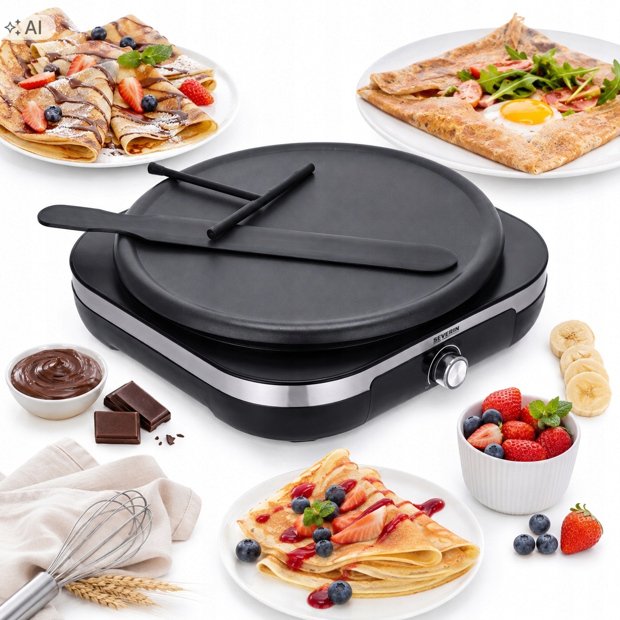 Severin CM 2199 naleśnikarka XXL 1500W płyta 38 cm crêpes galettes