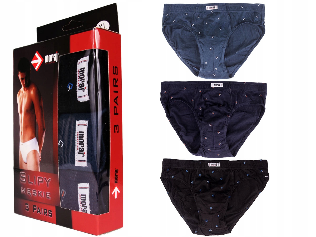 

3x Slipy majtki Męskie 100% Bawełna Moraj roz 2XL