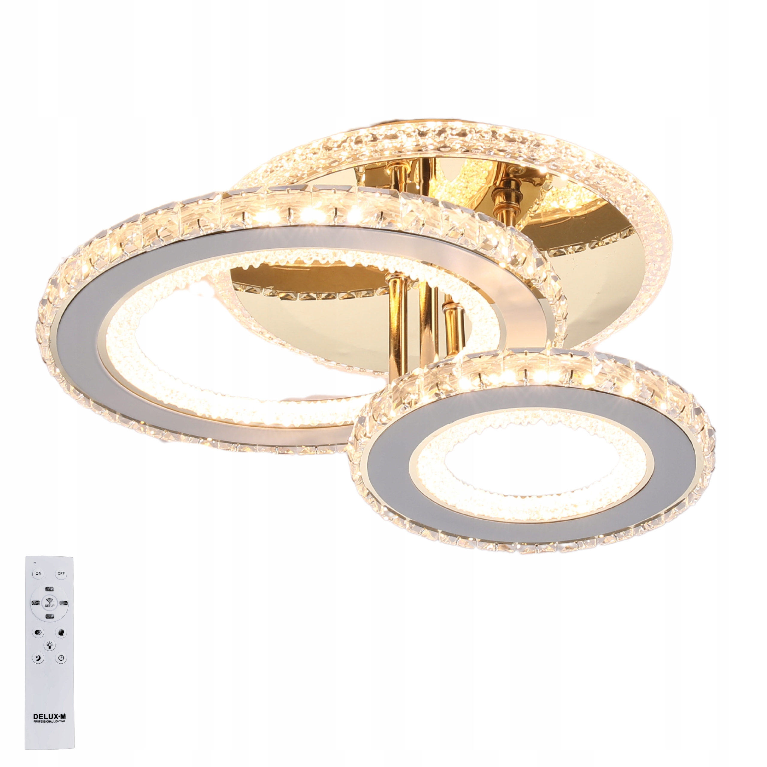 Lampa Kryštálová Glamour závesná Luster Stropné Svietidlo Led Diaľkový Ovládač