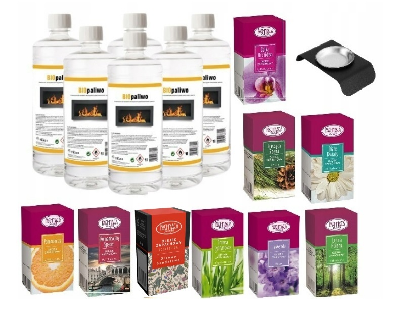zestaw BIOPALIWO bioetanol 6L + pojemnik 9 olejków do aromaterapii
