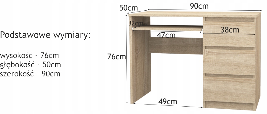 Biurko 3 szuflady lewe BIAŁY EAN (GTIN) 5904665220351
