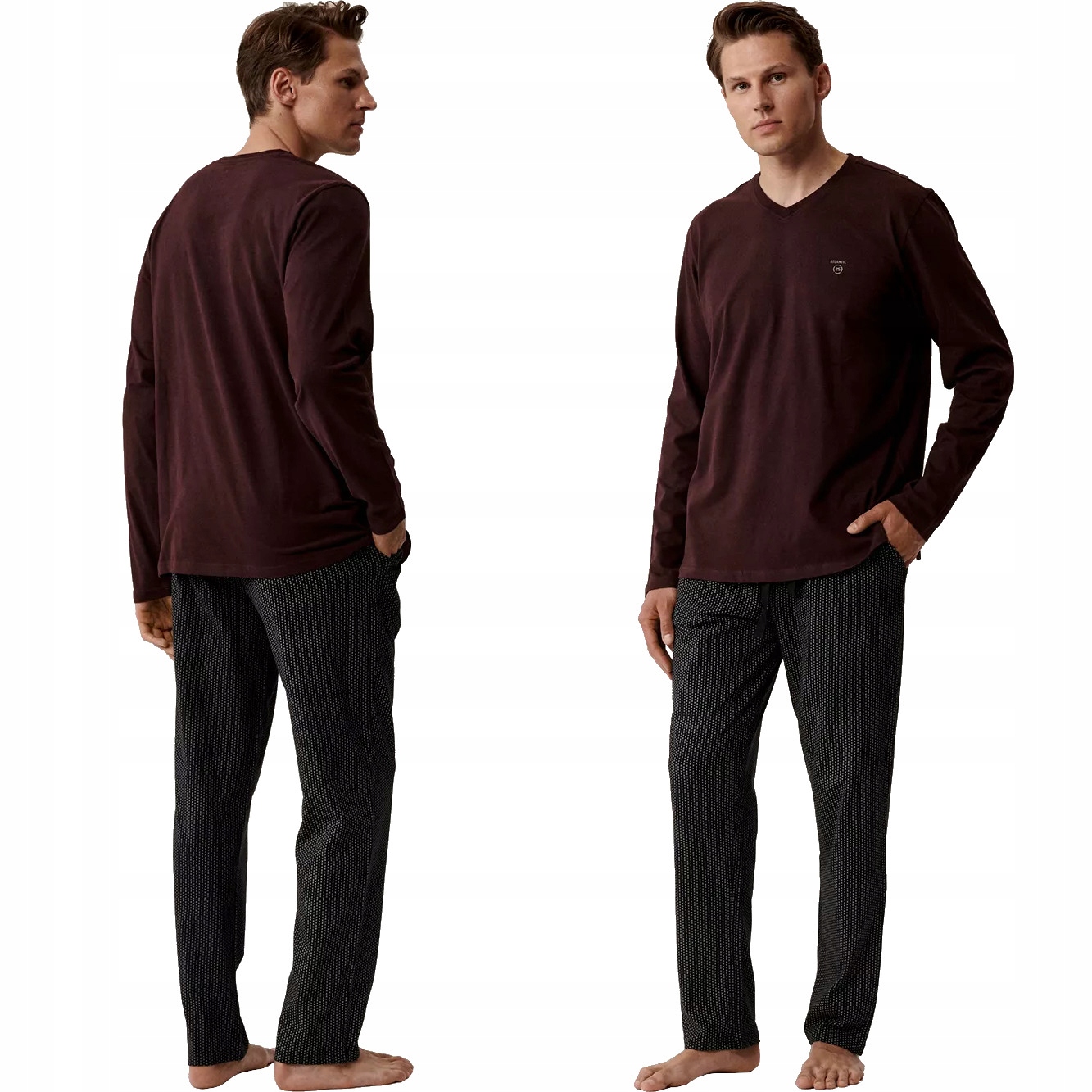 Pánské Pyžamo Atlantic NMP389/WIN/CZA S Dlouhým Rukávem A Kalhotami XXL