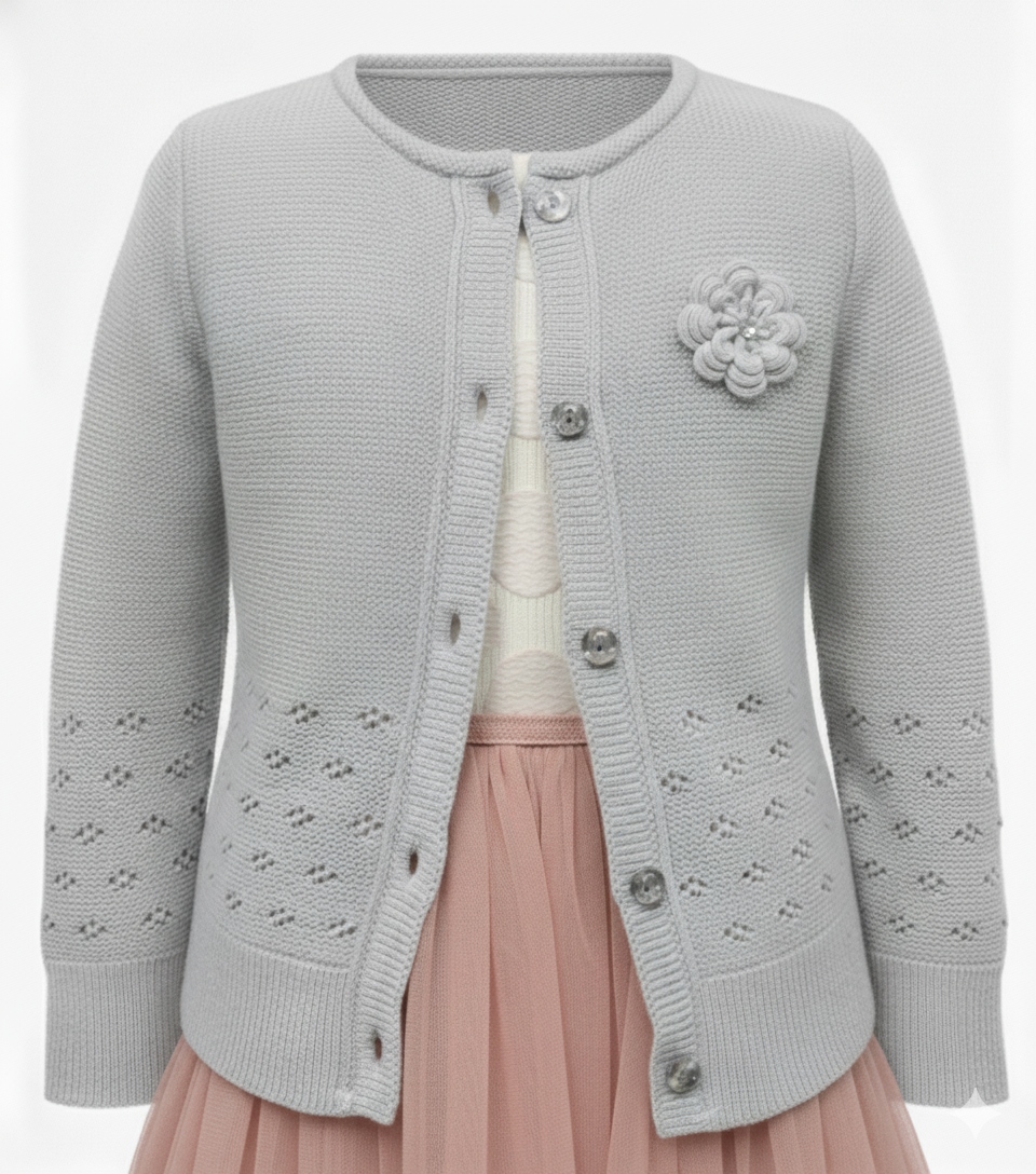 Elegancki szary ** SWETER DZIEWCZĘCY ** CM