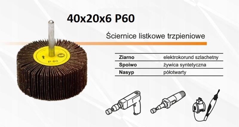

Ściernica trzpieniowa listkowa 40x20x6 P60