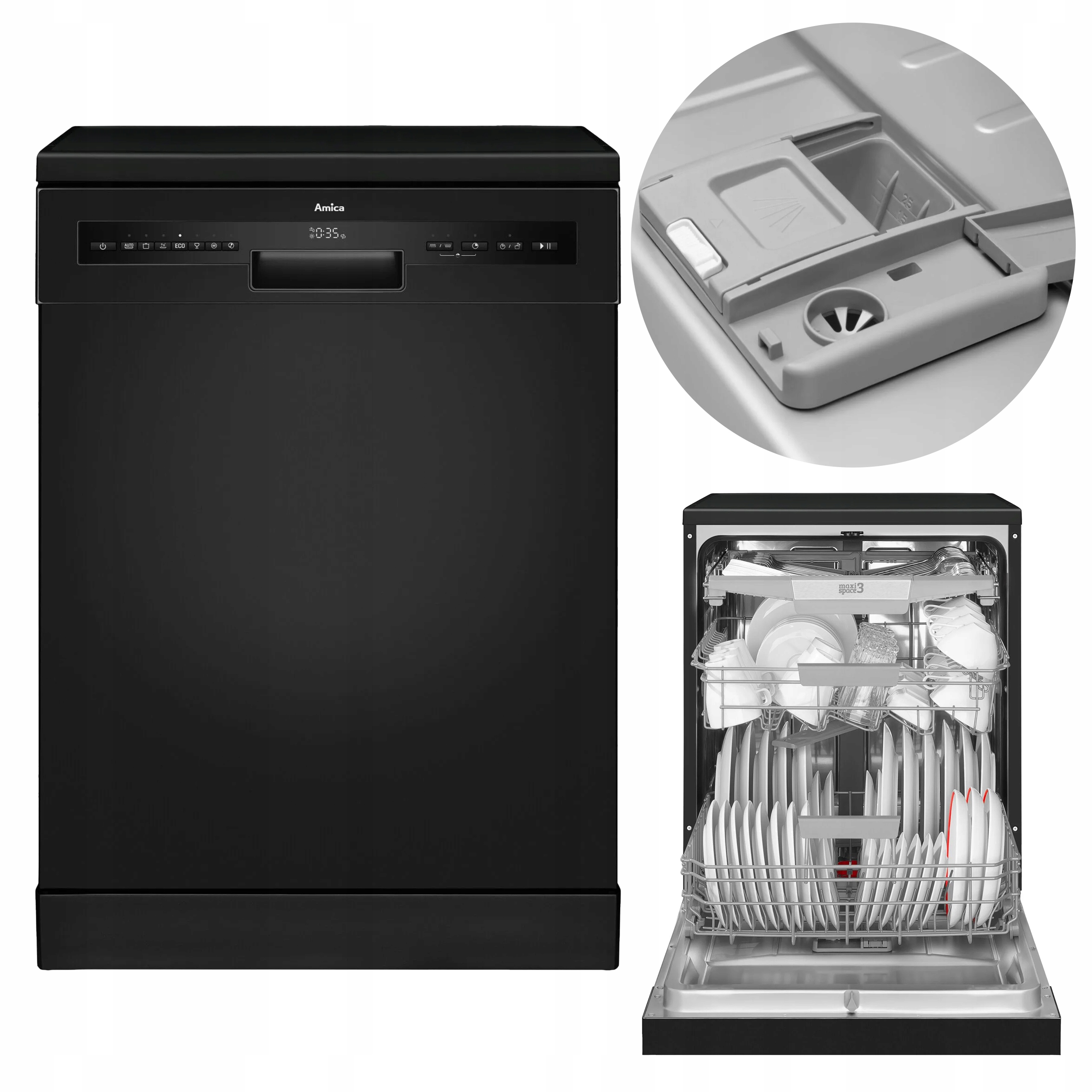 Zmywarka Amica DFM66C8EOiBH 60cm 14kpl 3kosz 7programów OpenDry Zdej. Blat