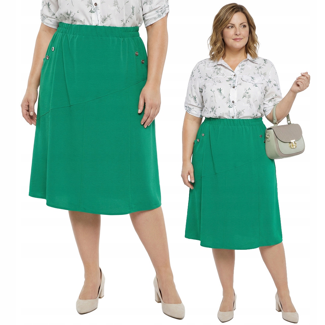 Zelená sukně s knoflíky plus size velikost 60/62