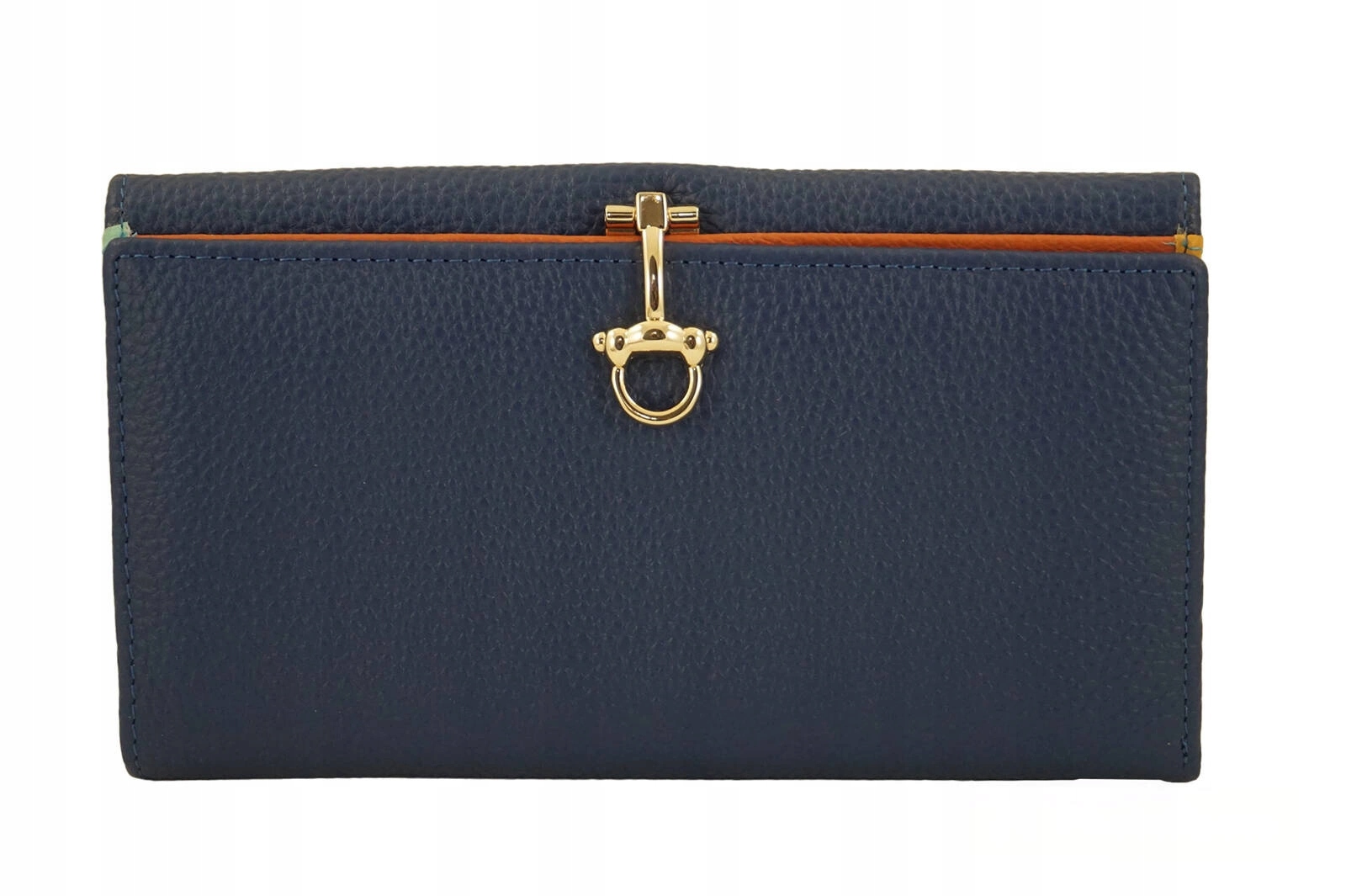 Velká peněženka se zlatým zapínáním, tmavě modrá barva