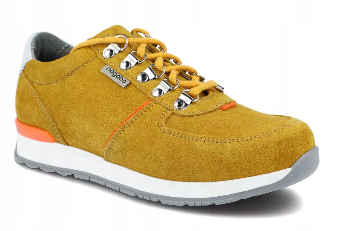 Nagaba 313 dámské žluté kožené polobotky pro mládež boty z kůže R39