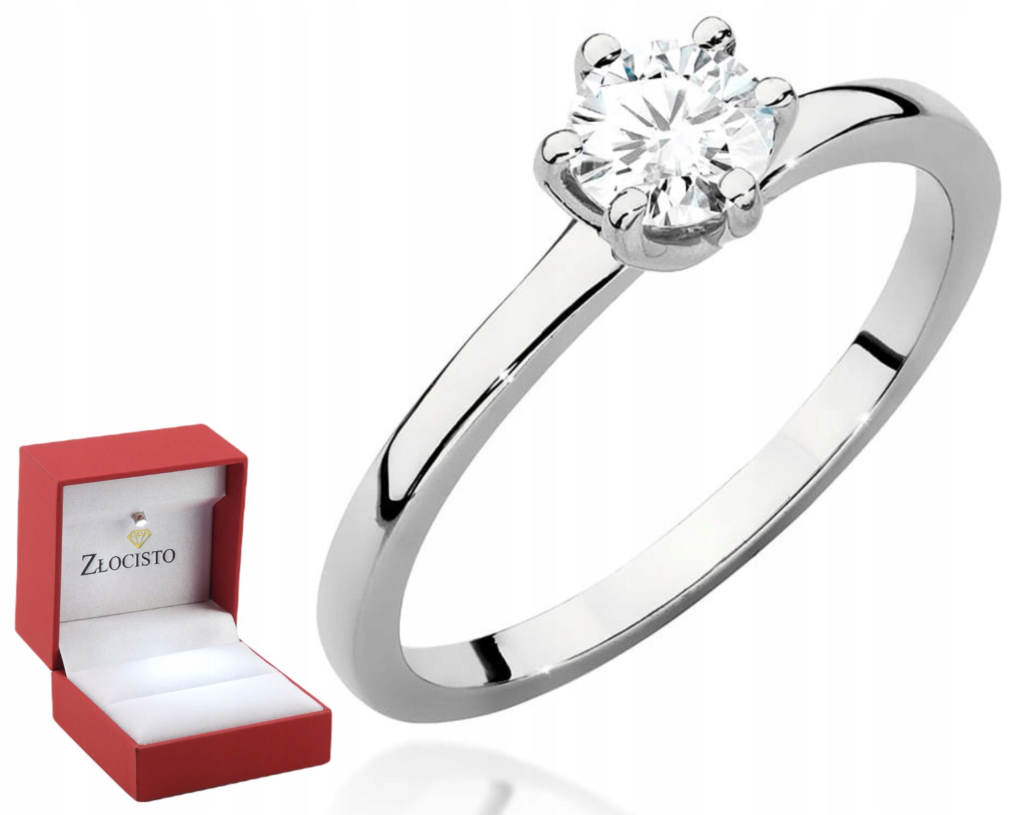 Bílý Zlatý Prstýnek S Briliantem Gravírování 585 Bonus Dárek