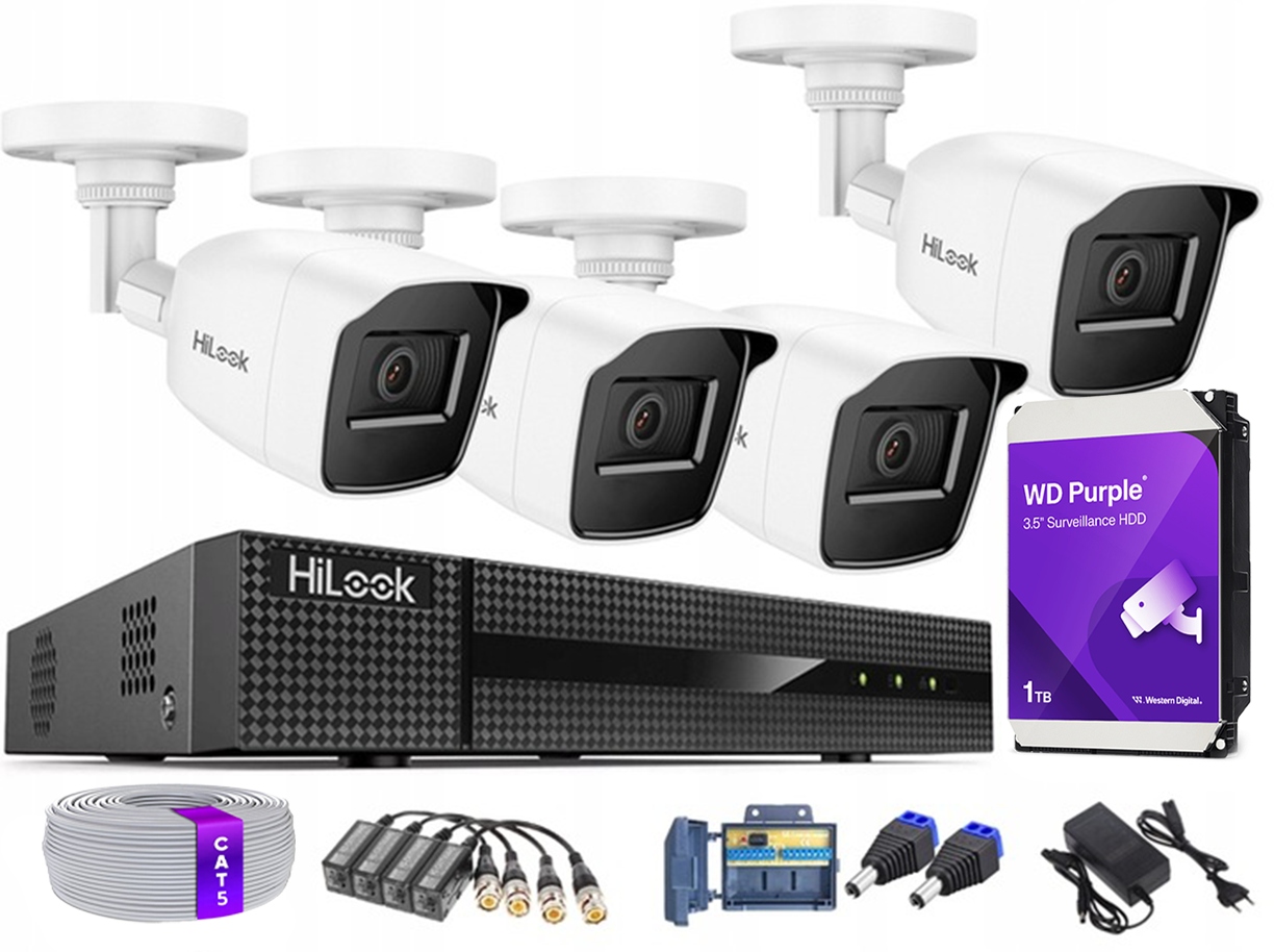 Monitorovací sada 5Mpx 4 kamery Ahd Tvi Šroubovák HiLook By Hikvision 1TB