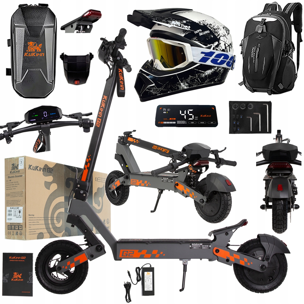 Kukirin G2 2026 Nové skládací elektrické vozidlo 1200W 45KM/H 15Ah 48V 10"