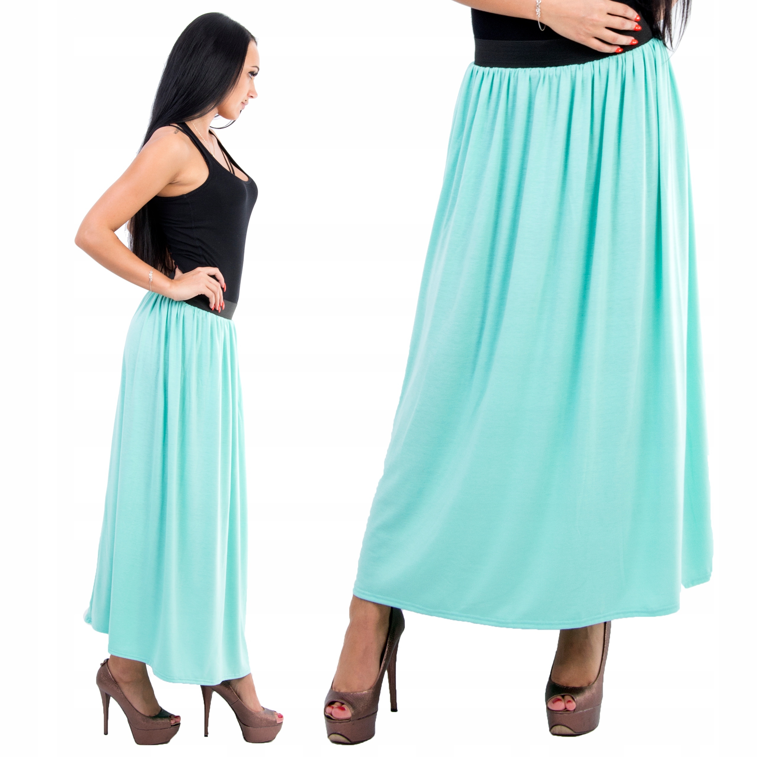 

Długa Spódnica Na Gumie Kolory Mięta r. 56