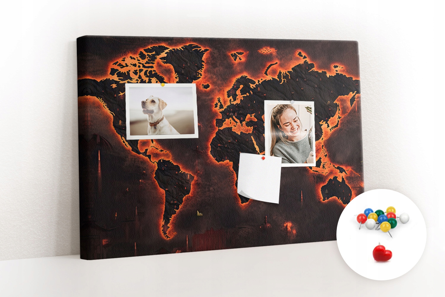 Tablica Na Notatki Zdjęcia + Pinezki Mapa świata Marka Tulup