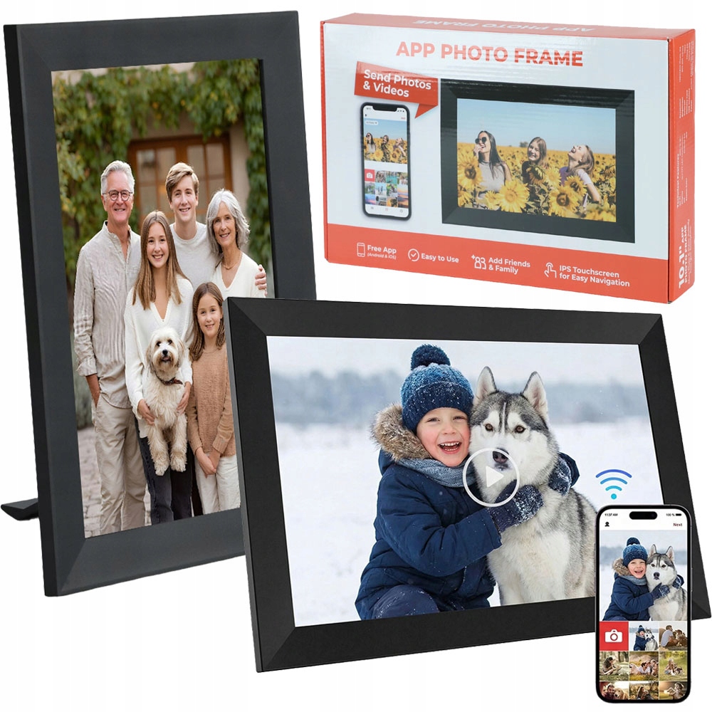 Rámeček Digitální Frameo 10.1" 64GB Wi-Fi Dotykový displej Ips Černá Aplikace