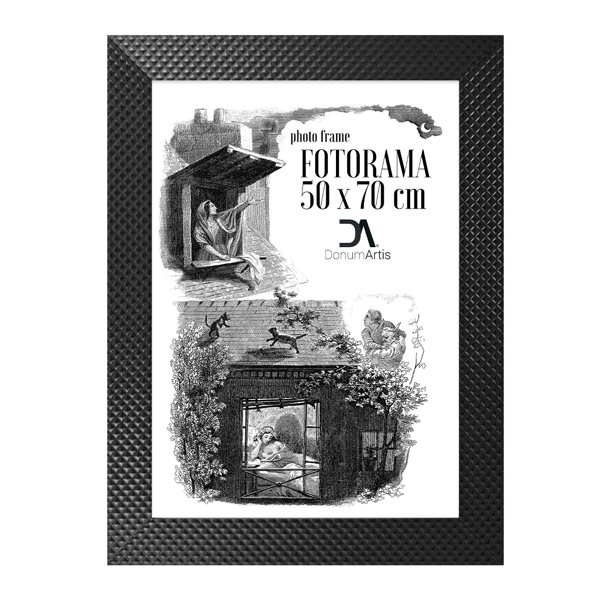 Fotorama černá 50x70 vzor prošívaný modern