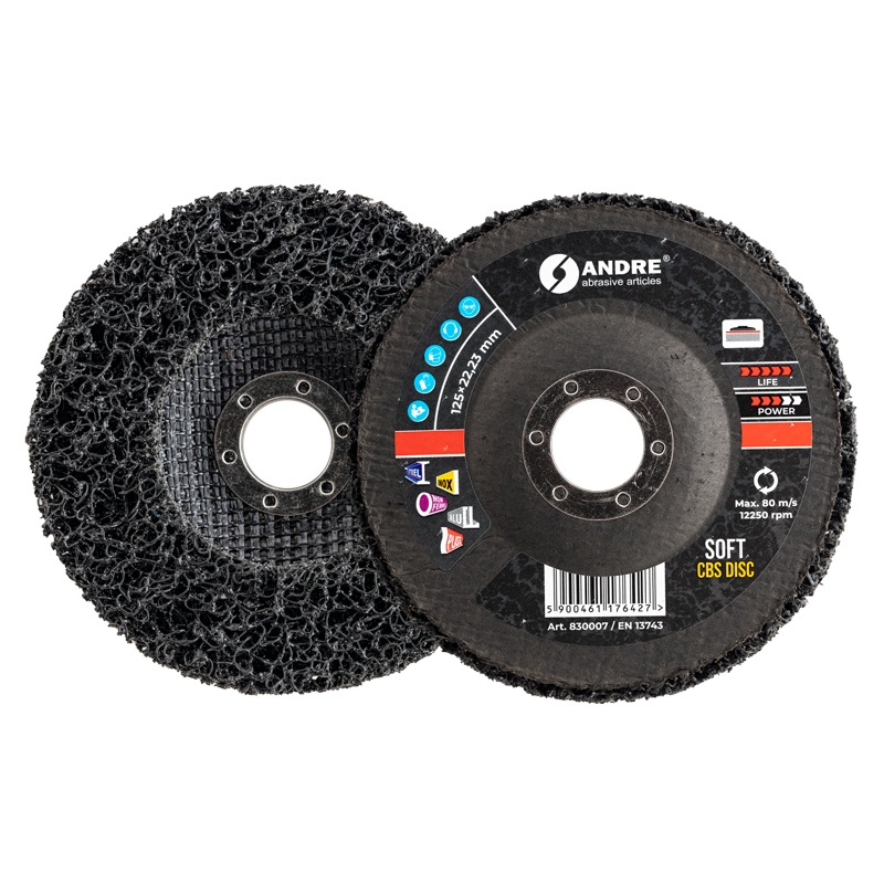 Cbs brusné kotouče z netkané textilie na čištění 125x22,2 Softblack 10 Ks Andre