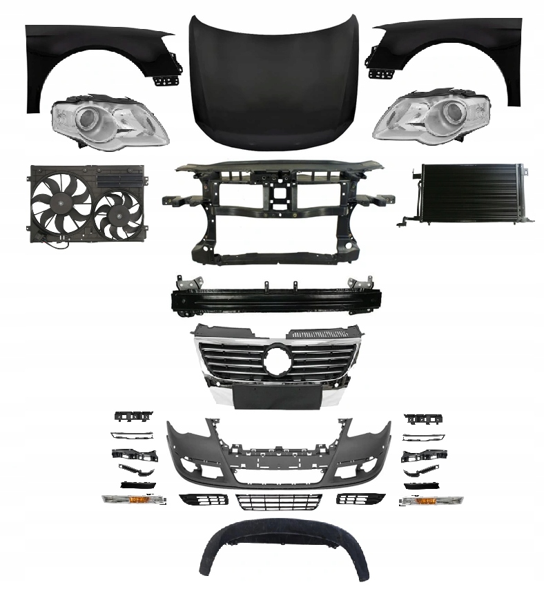 VW PASSAT B6 2005-2010 КОМПЛЕКТ ПЕРЕД КАПОТ ПЕРЕДНЯ ПАНЕЛЬ