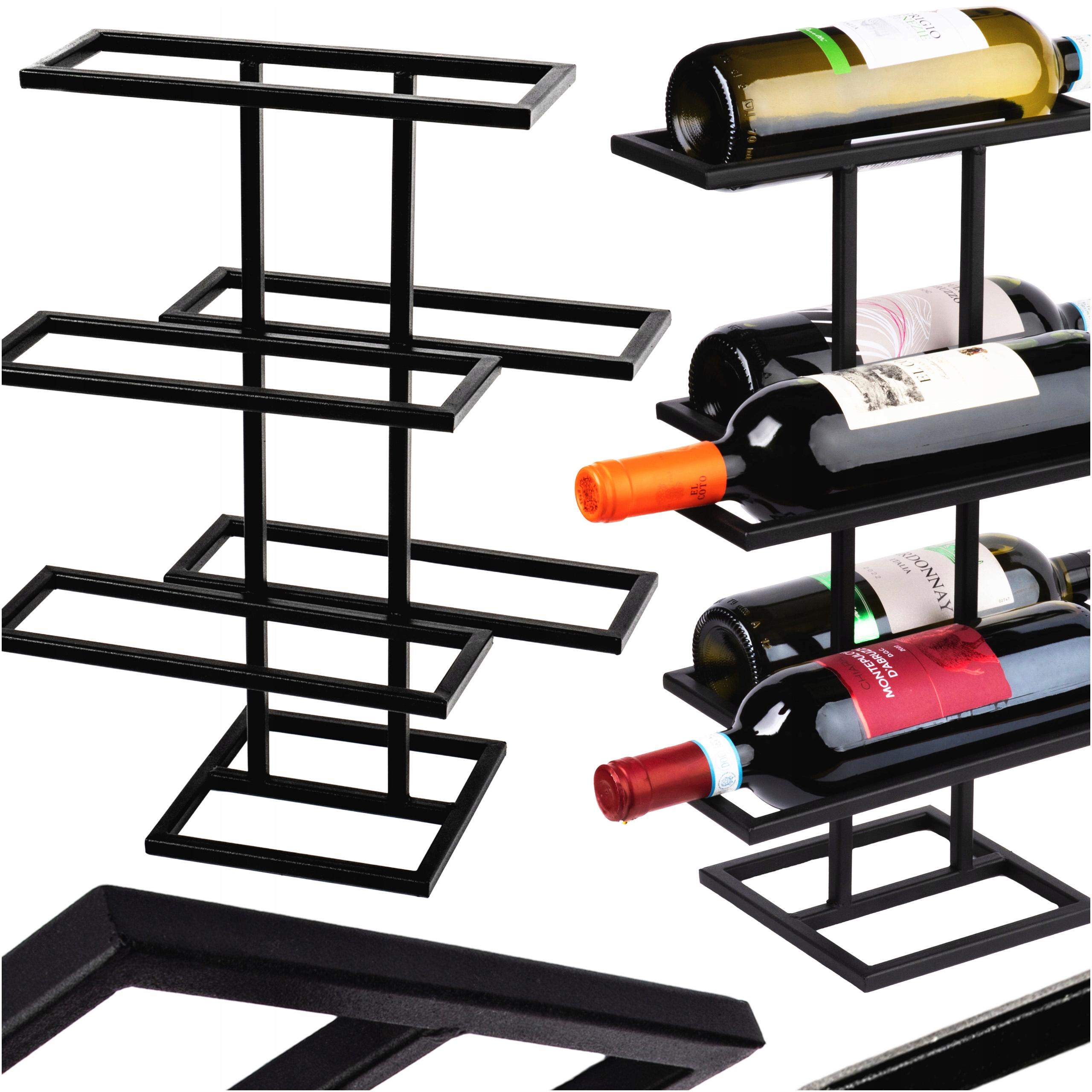 Kovový Stojan Na Víno Na Láhve Černý Ocel Stabilní Design Loft 42 CM