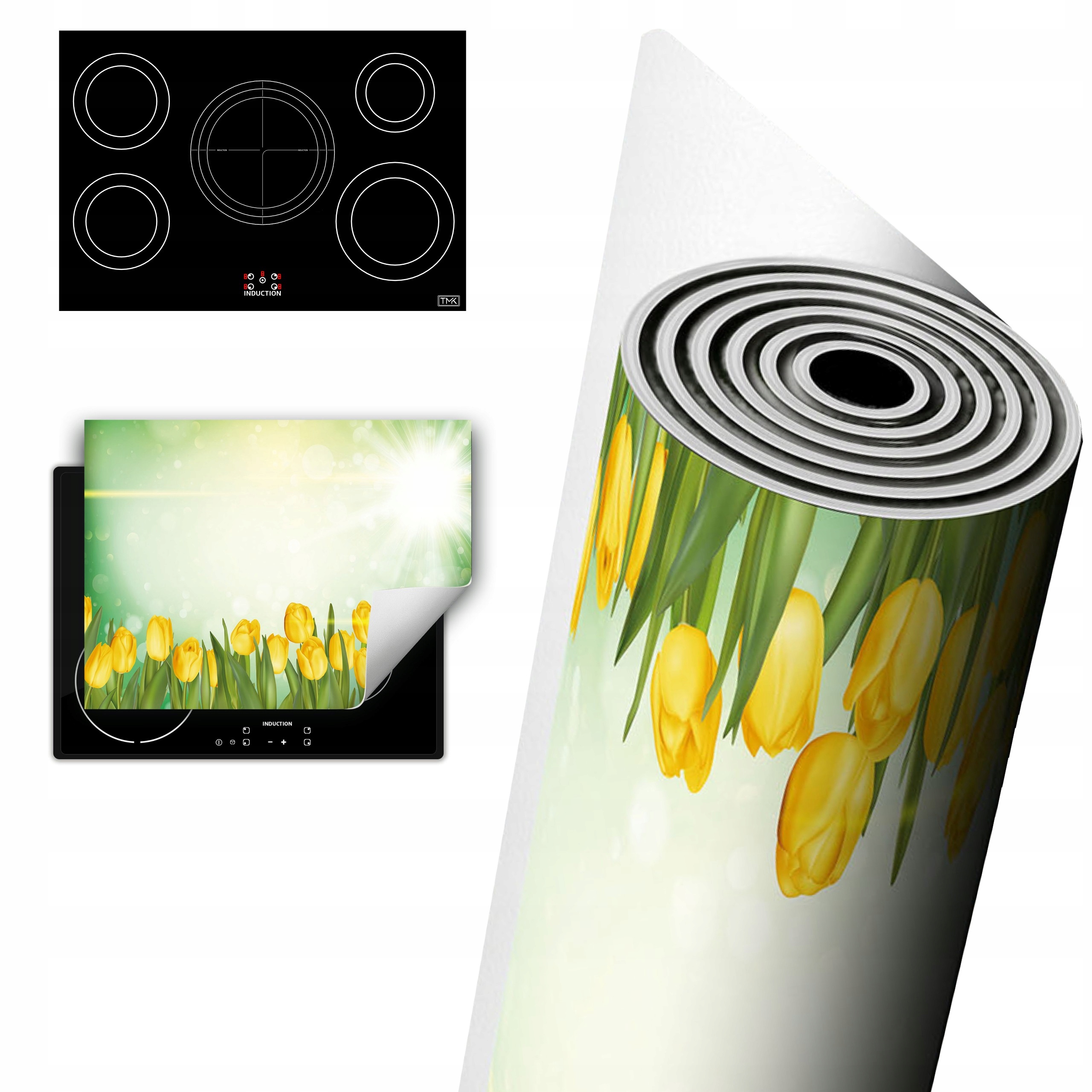 Vinylová Ochranná Deska Na Indukci 80x52 tulipány