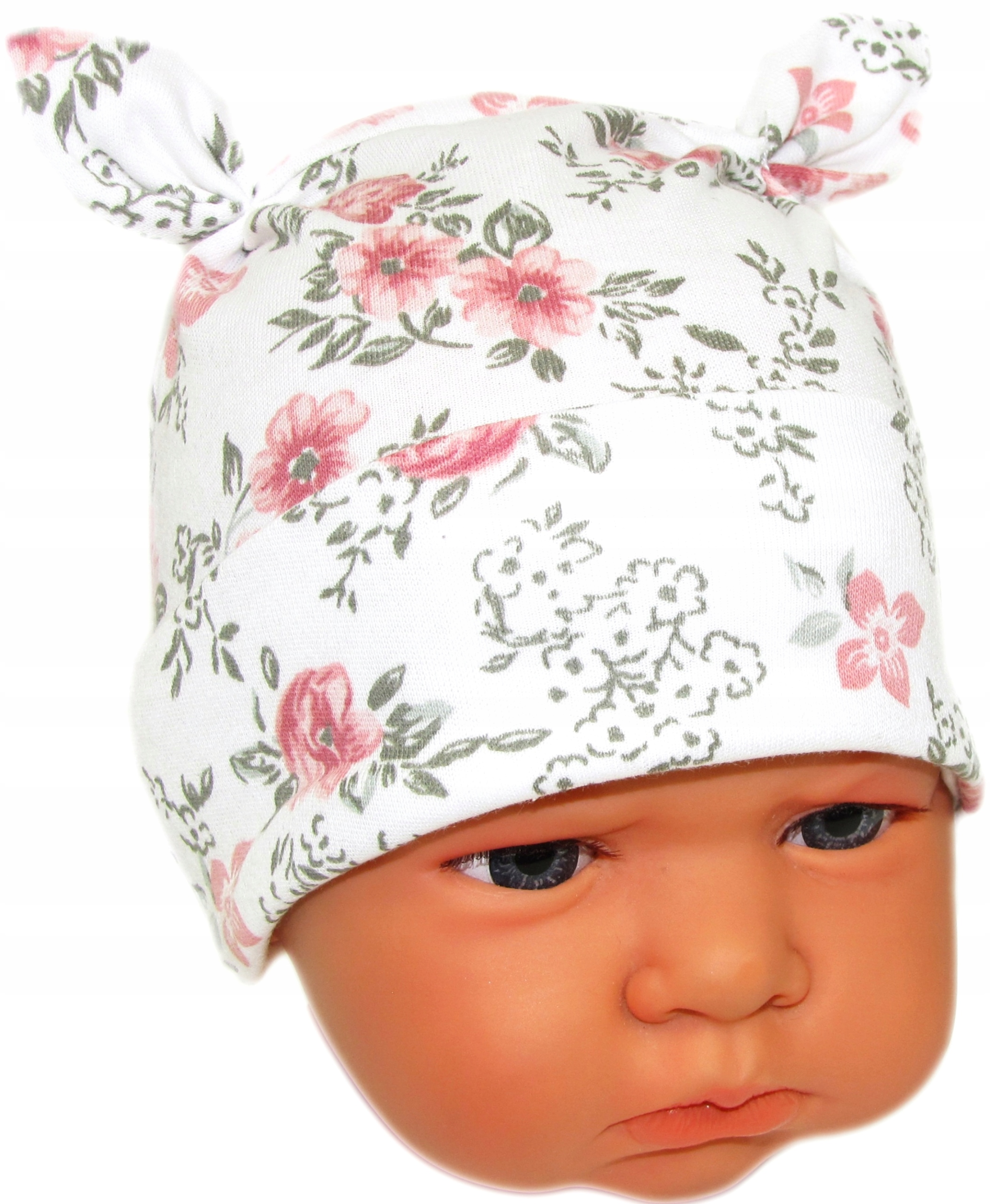 

Czapka Niemowlęca Niewiązana r.38-40cm Róże /48/