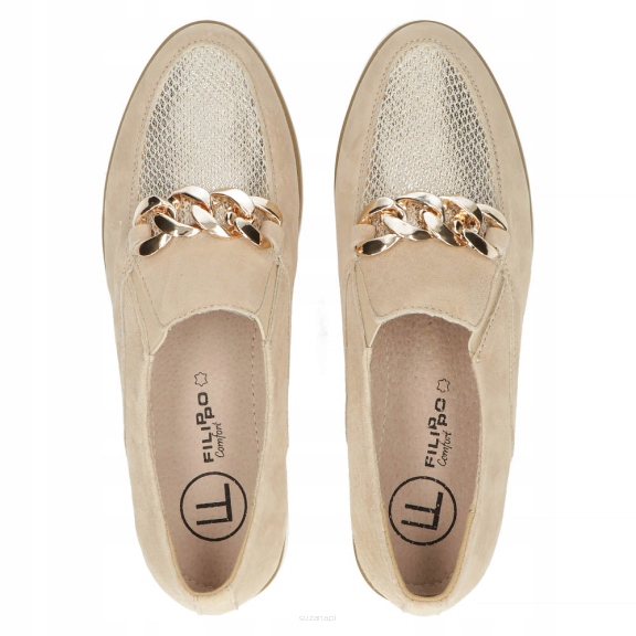 Beżowe mokasyny damskie FILIPPO DP3696/22 r39 Rozmiar 39