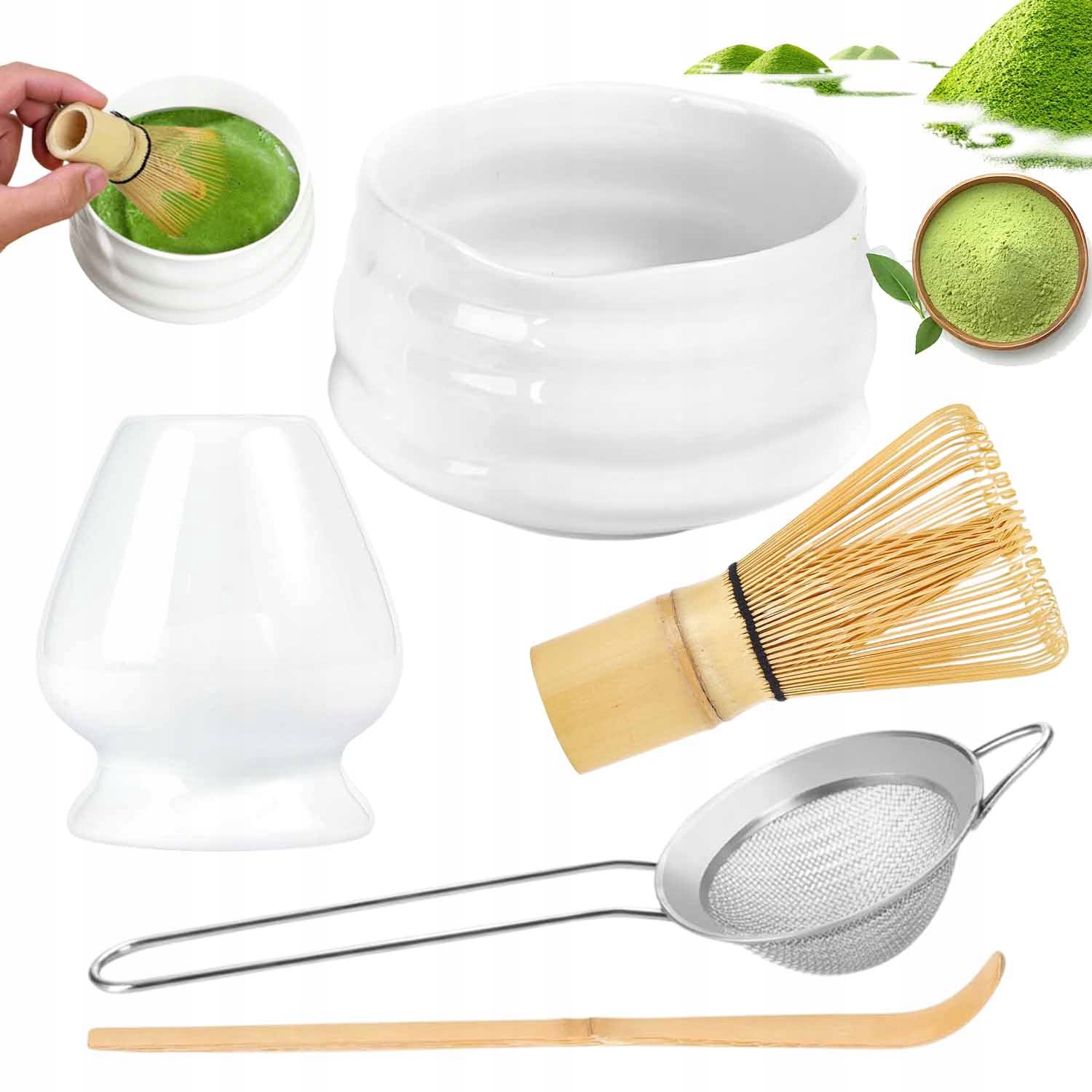 Levně Dárková Sada Na Čaj Matcha Částečný Mixér Matcha 5 ks.