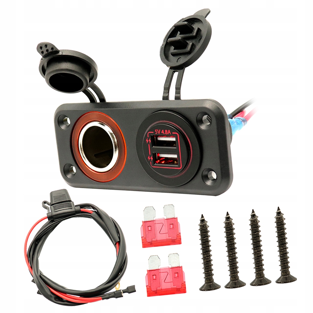 Podwójne gniazdo USB Szybkie ładowanie 12 V Waga produktu z opakowaniem jednostkowym 1 kg