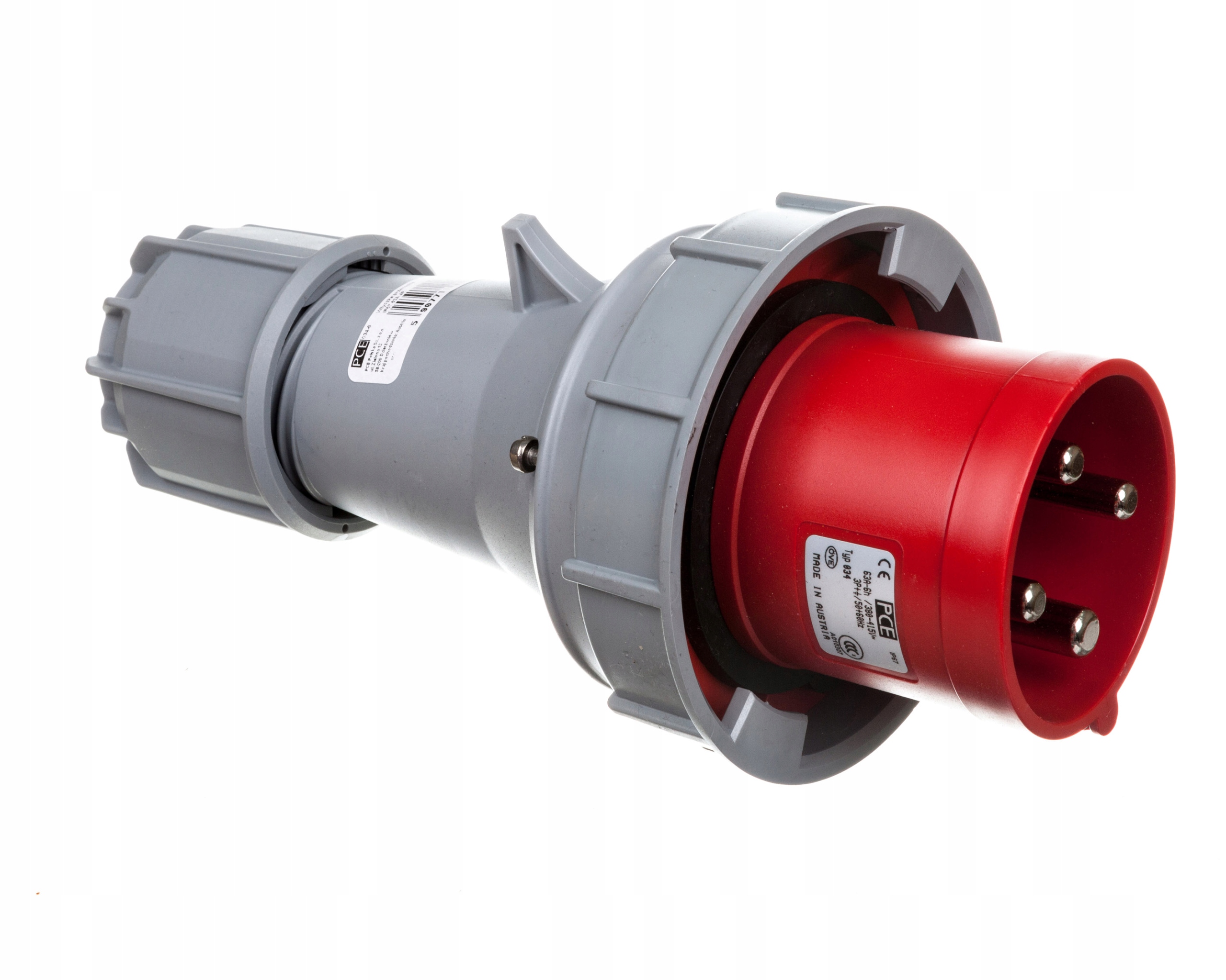 Silová zástrčka 63A, 4 kolíky Pce 034-6 IP67