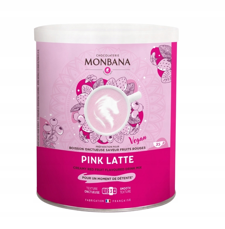 Levně Monbana Pink Latte 500g veganský růžový nápoj v prášku instantní