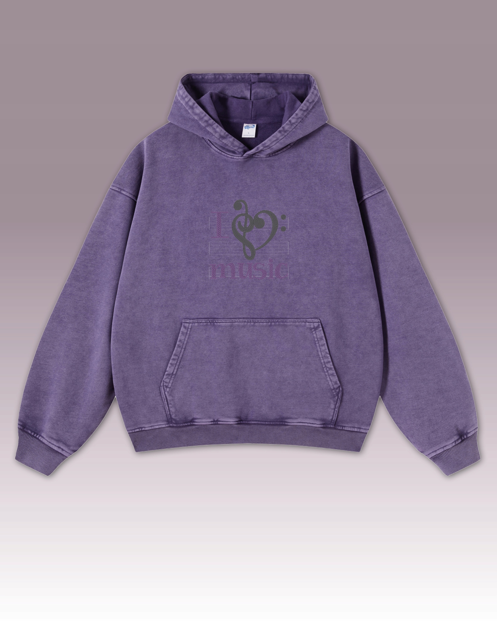 Mikina I Love Music Haft Oversize Sprana Miluji hudbu Hudba Fialová XL