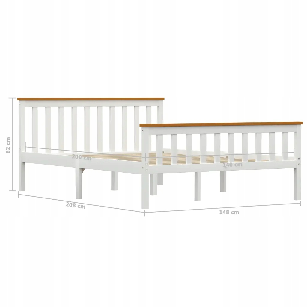 Rama łóżka, biała, lite drewno sosnowe, 140 x Szerokość produktu 140 cm