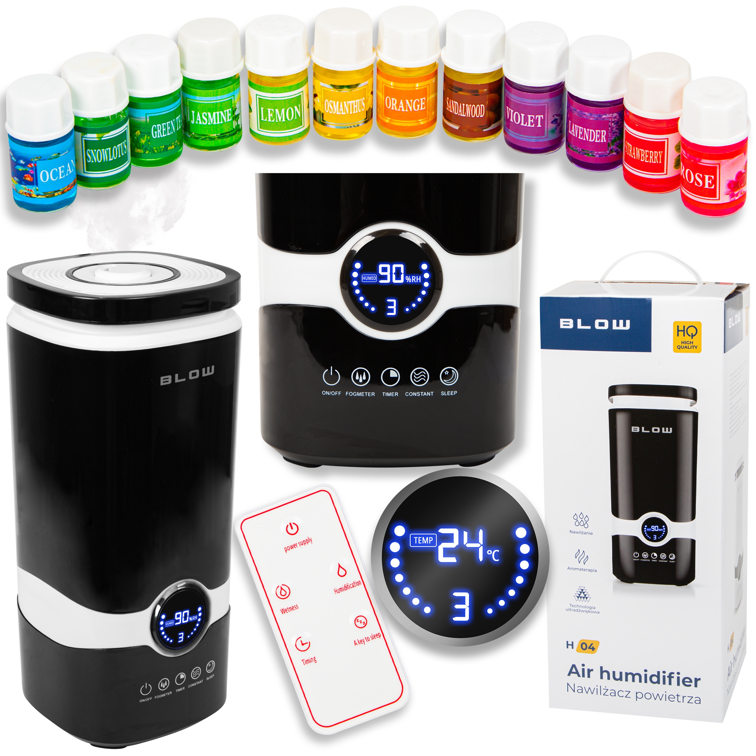 Nawilżacz Powietrza Automatyczny 4L Aromaterapia 3w1 12 Olejków Pilot