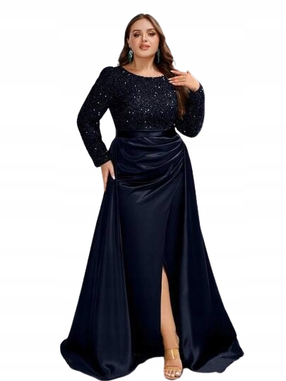 Shein Plus Size Dámské Šaty Maxi Tmavě Modré 48 Lýtek