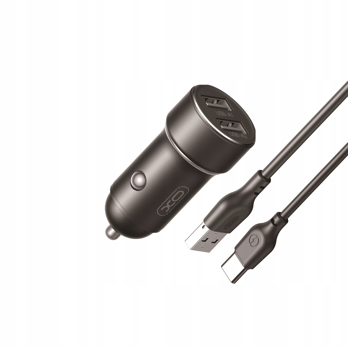 Xo ładowarka samochodowa CC53 12W 2x Usb czarna kabel Usb Usb-c