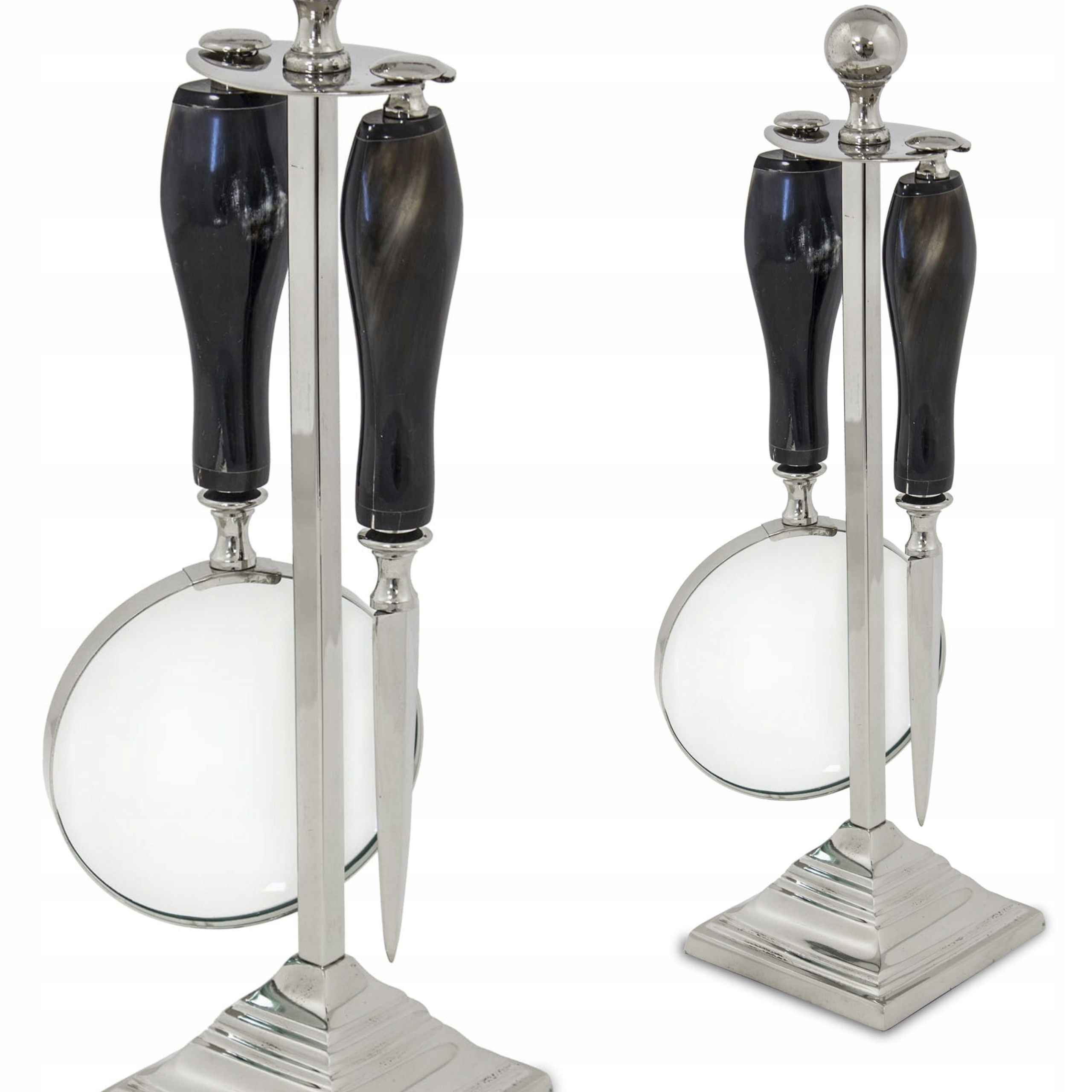 Kancelářský set lupa a nůž na dopisy stříbrno-černý 33,5x9x9 120034