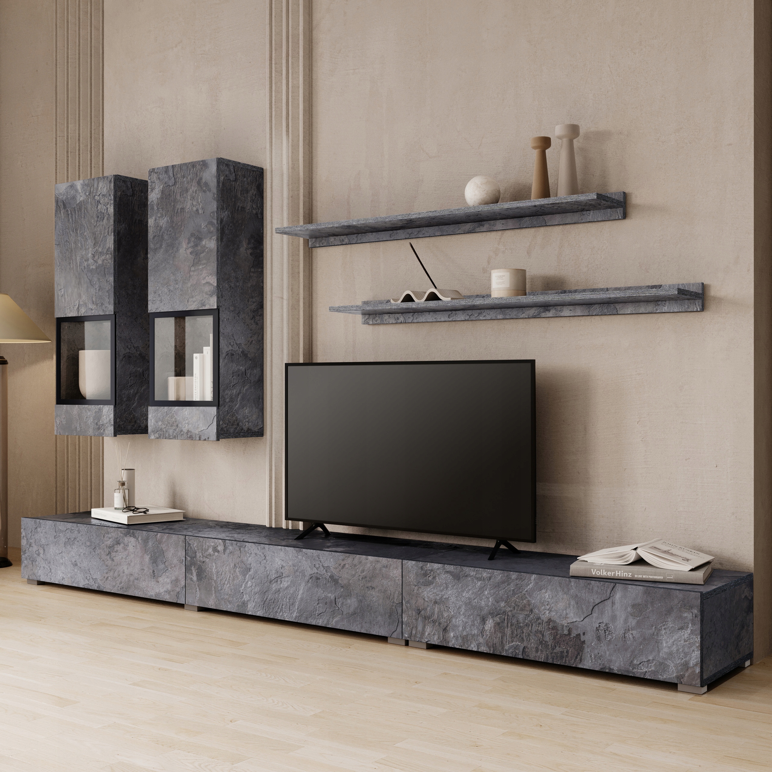 Nábytková Stěna Barolo Grafit Moderní sada nábytku do obývacího pokoje