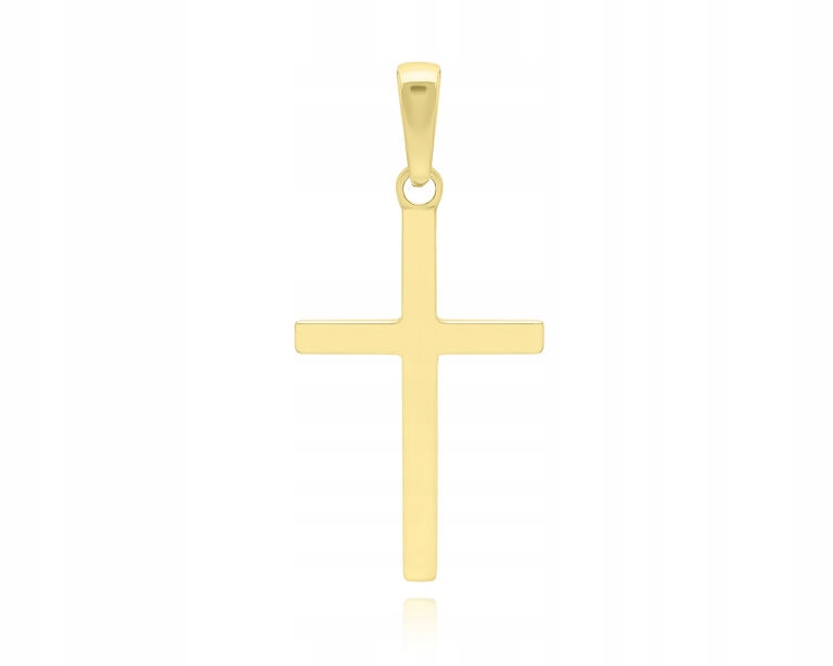 Zlatý křížek 585 Hladký pánský Gravírování Přívěsek na Řetízek Kříž