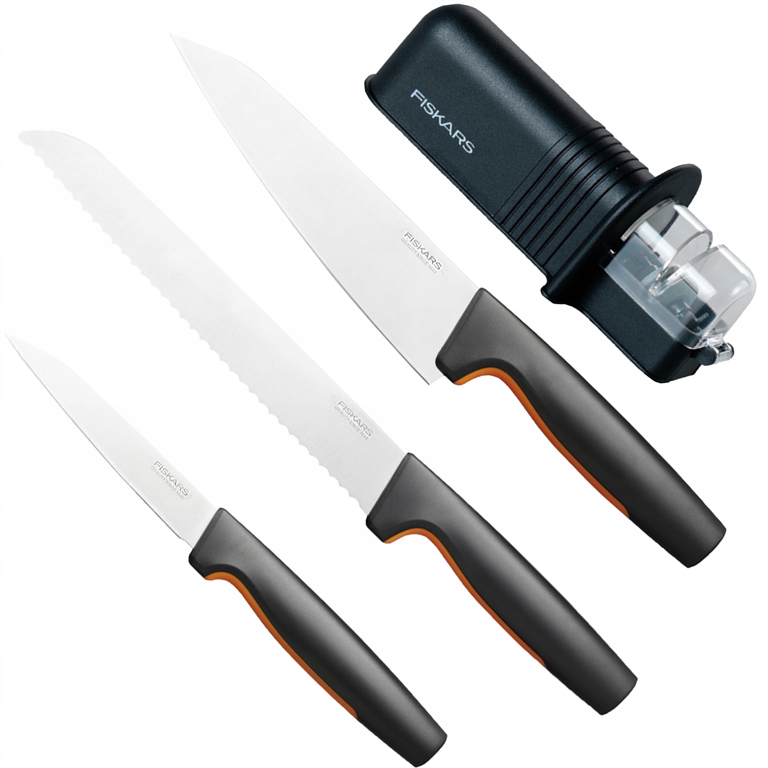 FISKARS ZESTAW KOMPLET 3 NOŻY FF + OSTRZAŁKA