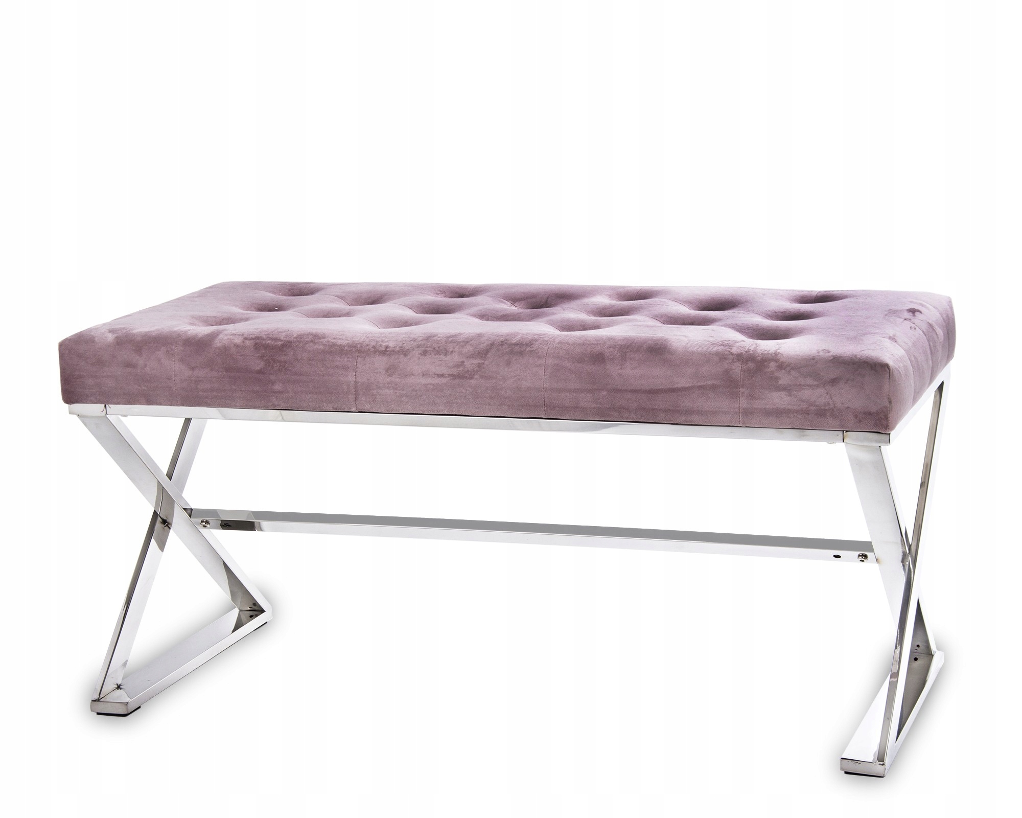 Pikované sedadlo strieborná lavička ružová tkanina