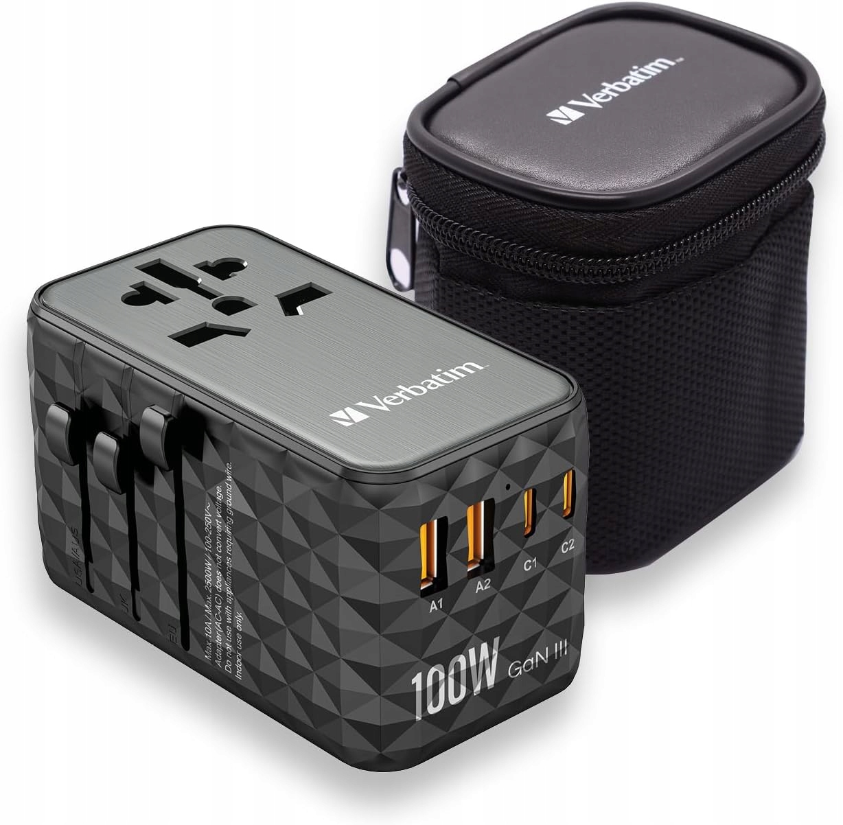 Verbatim Univerzálny cestovný adaptér GaN III UTA-06 100W Usb 2x Usb-c